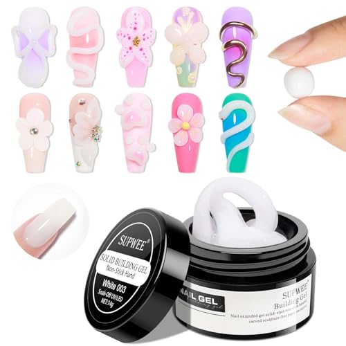 Supwee Feste Gel-Nagelverlängerung für Non-Stick Hand Skulptur Builder Hard Gel mit Dual Form Blume Nagel stärken Nagelkunst für Home DIY Nail Salon Lampe Cure