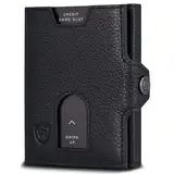 VON HEESEN Slim Wallet mit Münzfach & RFID Schutz - kleine Geldbörse Herren & Damen - Echtleder Kartenetui Geldbeutel für Männer & Frauen Portmonee - Kreditkartenetui Portemonnaie Schwarz