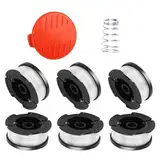 Fadenspulen für Black & Decker Trimmer Spulen,Trimmer Fadenspule kompatibel mit Black Decker Rasentrimmer, Nylonfäden 6 x 9 m Länge ⌀1,65 mm Fadendurchmesser Spulen + 1 Kappe + 1 Feder