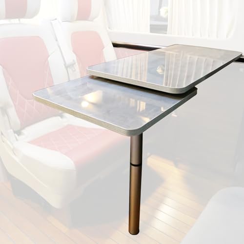 WANGCEPLSD Wandklapptisch, Doppelschichtiger Drehbarer Klappbarer Esstisch, Ausziehbare Tischplatte Und Abnehmbare Beine, für Wohnmobile Und Wohnwagen, Wasser- Und Ölbeständig(Gray)