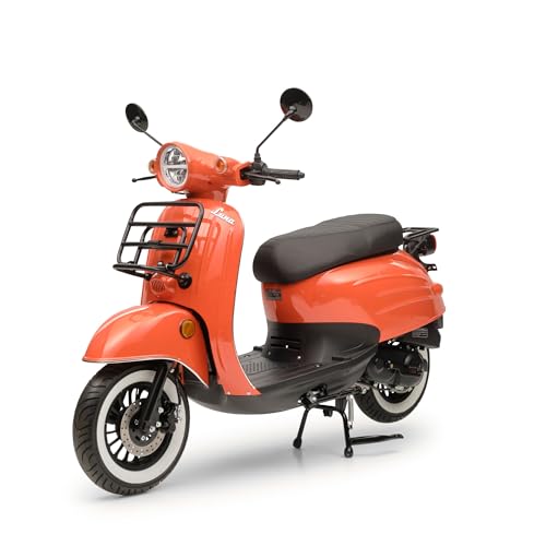 Motorroller Retro Roller Luna Feuerrot 50ccm 25 kmh Mofa Scooter Euro 5