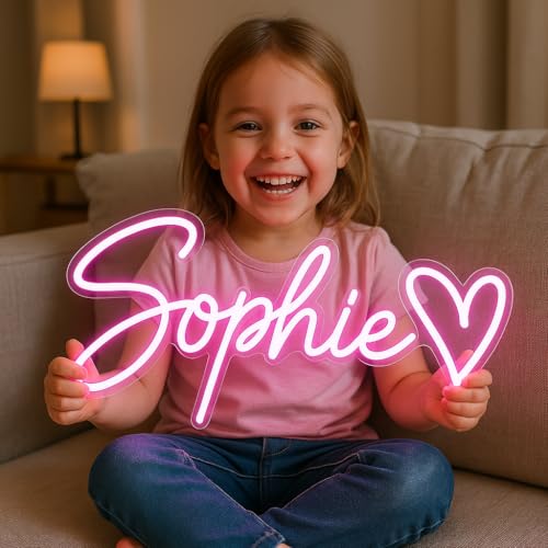 Leuchtschild Personalisiert Leuchtreklame LED Neon Schild Anpassbar für Wanddekoration, Schlafzimmer, Geburtstagsgeschenk, Bar, Hochzeit, Party, Gym, Heim, Gaming Zimmer, Geschäft, Neon Sign