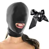 BDSMYEE Bondage SM Maske Sexspielzeug mit Satin Bondage Riemen,Einstellbar Elastisch Kopfmaske für Rollenspiel,Ledermaske fetisch Maske für Paar Männer Frauen(Lycra)