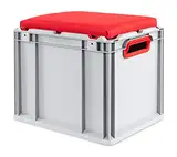 aidB Eurobox NextGen Seat Box, rot, (400x300x365 mm), Griffe offen, Sitzbox mit Stauraum und abnehmbarem Kissen, 1St.