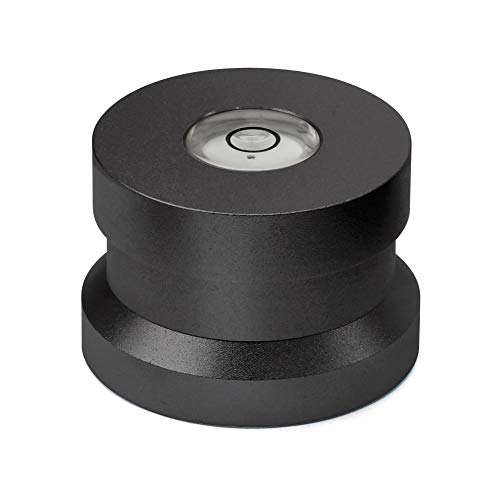 Dynavox Single Puck ASP3, Adapter aus Aluminium für 45er Single-Schallplatten, integrierte Libelle zur Justage des Plattenspielers, schwarz