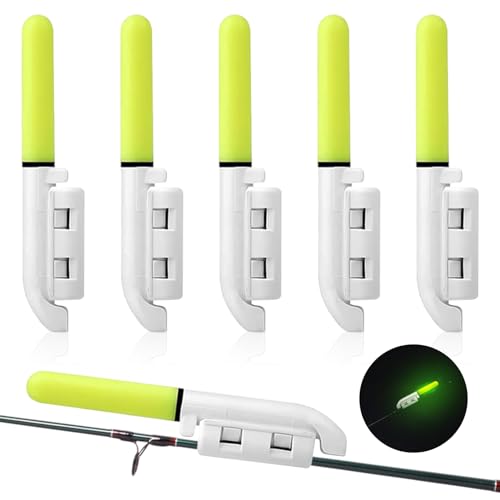 Palwin 6 Stück Angel-Alarmglocken, LED Leuchtstäbe Angeln, Knicklichter Angeln, Fischen Float LED Knicklicht, Angelausrüstung Zubehör,Angeln Zubehör für Nachtangeln,Meeresangeln,Rod Tip Lights