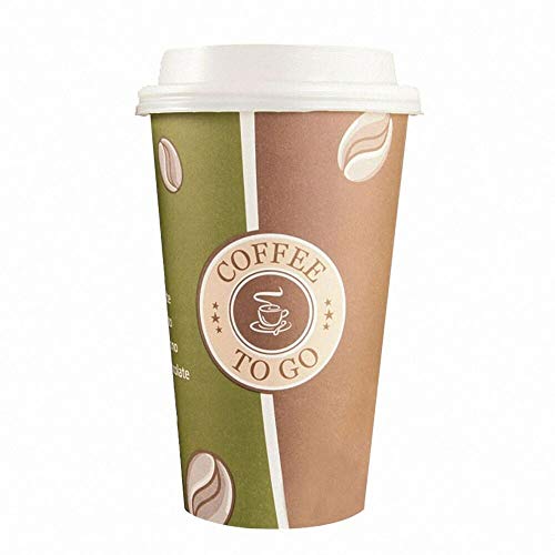 100 Stk. Kaffeebecher Premium Coffee to go mit Deckel weiß, Pappe beschichtet 400 ml