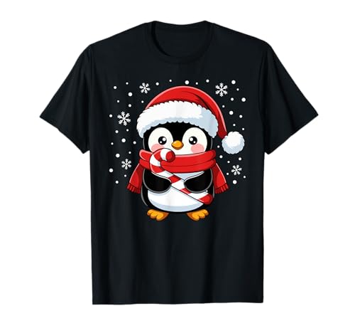 Pinguin Weihnachten Weihnachtsmann Zuckerstange Süßer T-Shirt