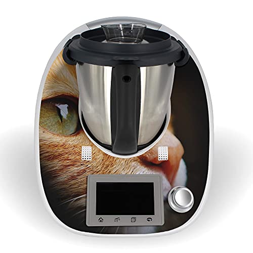One-Wheel | selbstklebende Folie passend für Thermomix TM5 | Schlag- & Stoßschutz | Klebefolie Design Katzen Farbe schwarz | Aufkleber Motiv: Tiere