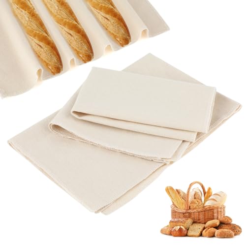 2 Stück Teigtuch aus Naturleinen Backtuch Leinentuch Brot Backen Gärtuch zum Brotbacken Bäckerleinen zur Teigzubereitung 48 x 36 cm Brot Backen Zubehör Großes Backleinen Leinen Teigtuch