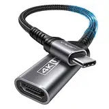 JSAUX USB C HDMI Adapter, 4K USB Type-C Thunderbolt 3 auf HDMI Adapter Kompatibel mit iPhone 15 Pro, MacBook Pro/Air, Dell XPS 15, Samsung Galaxy Note 20/S20/S10/S9, Huawei P40/P30, Surface Pro 7-Grau