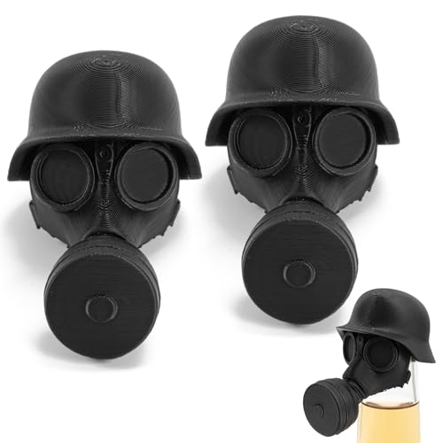 2PCS Gasmaske Bierflaschenverschlüsse, GM-30 Flaschenverschluss, Wiederverwendbare Bier-Staubschutzverschlüsse für Weinflaschen, Gasmaskenhelm-Bierflaschenhülle für Bierflaschenverschluss