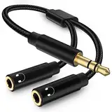 Cuteluding Audio Splitter Aux Splitter Kabel Kopfhörer Doppelstecker,3,5mm Stereo Klinke kopfhörer Adapter Kabel,Klinke Splitter kompatibel mit Kopfhörer,Tablet,PC,Tablet,Autoradio, Lautsprecher