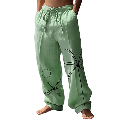 Rumity Herren Hose Lang Leinen Baumwolle WeißE Hose Herren Baggy Hosen Herren Hip Hop Style Yogahose Herren