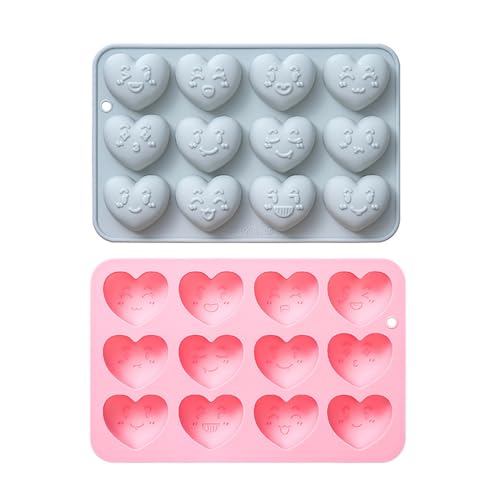 Chocolate Mold 2 Stück Mit 12 Stück Silikon Tropfgummi Schokoladen Soft Candy Kuchenformen Mit Unterschiedlichen Ausdrücken