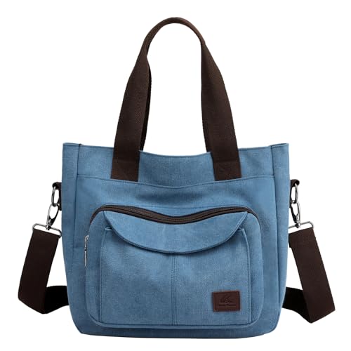 ZHIERNA Canvas Damen Handtasche Hobo Schultertasche Casual Top Griff Crossbody Umhängetasche Tote Bag für Arbeit, Reisen, Einkaufen