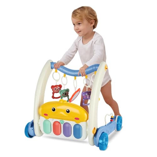 Lauflernhilfe für Babys, Krabbeldecke für Babys, mit Melodien, Lernzentrum mit Klavier, hängendes Spielzeug, ab 6 Monaten (blau)
