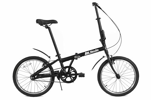 FabricBike Klappfahrrad, Alu-Rahmen, Single Speed, klapprad 20 Zoll, Folding, klapp Fahrrad, Klapprad Erwachsene, Fabric Bike Folding Bike (Fully Matte Black W/Mudguard)