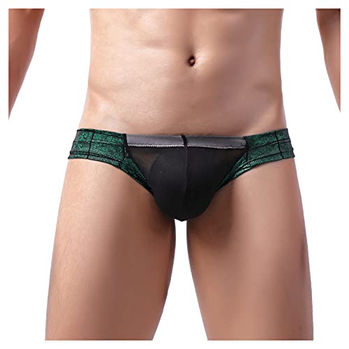 QWUVEDS Herrenmode T-Back Thin Tanga Low-Waisted Soft Briefs Unterhose Unterwäsche Dessous Fesseln (Green, S)