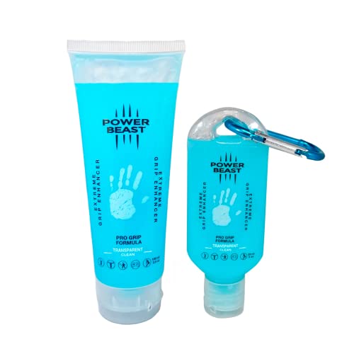 Power Beast Extreme Grip, Transparent und Sauber für Sportlerhände. Erhöhten Grip, Schweiß Stoppen. Clean Liquid Chalk, Golf, Pole Dance, Cross Training, Padel, Klettern, Tennis, Gaming, 100 + 59Ml.