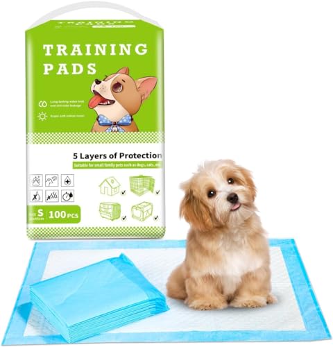 Welpenunterlage Hygieneunterlagen,100 Stück Welpenunterlage Trainingspads Hygieneunterlage für Hunde auslaufsicher 5-lagig, auslaufsicheres Design mit schnell trocknender Oberfläche