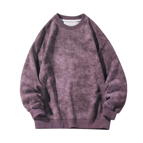 WKAYsIV Strickpullover Herren Rot Locker Lässig Modisch Kapuzenpullover Winter Business Trend Langarm Sweatshirt Mit Fallenden Schulterärmeln Herren Jacken Winter Günstig (Purple, XXXL)