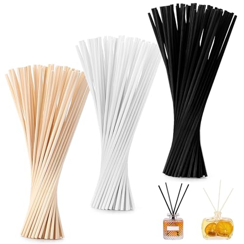 120 Stück Raumduft Stäbchen, 30cm x 3mm rattanstäbchen für raumduft Reed Fiber Aroma Diffuser Stäbchen Ersatz Duft Stäbe für Ätherische Öle im Home Badezimmer Büro (3 Farben)