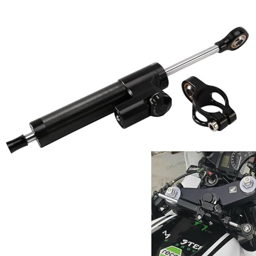 Dasing Universeller Motorrad Lenkungsdämpfer Stabilisator Lenkungs DäMpfer Linear Umgekehrte Sicherheitskontrolle mit Montageklammer Schwarz