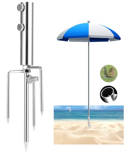 Toaren Sonnenschirmständer mit Rasendorn,Schirmständer Erdspieß,Abnehmbarer Sonnenschirmhalter,Rasendorn für Sonnenschirm,Sonnenschirm Erdspiess Metall,Schirmständer Strand für Angeln,Garten,Strand