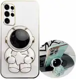 Miagon Süß Stern Astronaut Ständer Hülle für Samsung Galaxy S24 Ultra,Cute Mädchen Dünn Galvanisierte Schutzhülle Weiches Case Bumper mit Astronaut Halter Kickständer