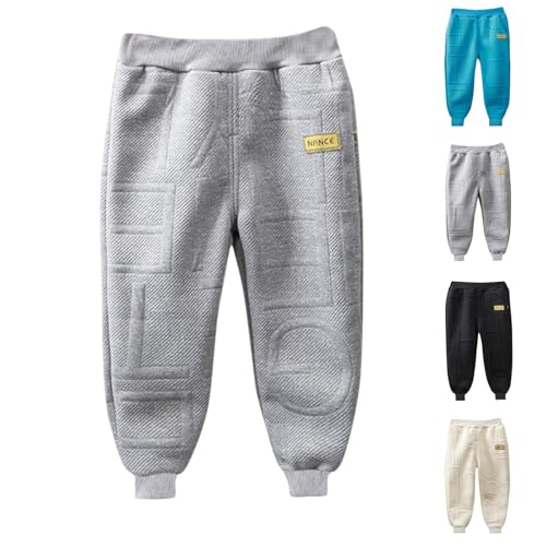 Jungen Thermohose Baumwolle Fleece Jogginghose Kinder Sporthose Sweatpants Boy Warm Outdoor Thermo Hose Elastische Taille Sporthose Hosen Kuschelhose Winterhose Angebote des Tages Heute Grau 5 Jahre