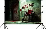Blutige verlassene Krankenhausabteilung Halloween Hintergrund Blut Spukzimmer Krankenhaus Blutspritzer Mord Verbrechen Horror gruselig Shabby dunkel Licht schmutziges Blut Wand Fotografie Hintergrund