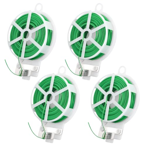 4 Rolle Pflanzen Bindedraht, 200m Gartendraht Grün mit Abschneidevorrichtung, Blumenbindedraht, Pflanzendraht für Gartenarbeit, Haus, Pflanzenunterstützung, DIY Craft Projects