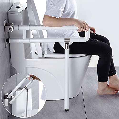 PEALOV Stützklappgriff Wc,rutschfeste Handläufe mit Beinen,Barrierefreie Armlehne Für ältere Menschen Und Schwangere,Haltestange Mit Einem Leuchtenden Ring,180 ° Horizontal Oder 90 ° Vertikal Drehbar