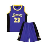 Huniam Jungen 2er-Set Basketball Trainings Ärmellos Trikot und Hose, Basketball Kleidung Kinder, Jungs Jersey (Lila, 9-11 Jahre)