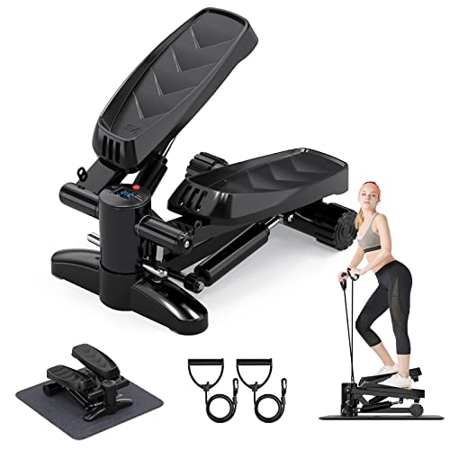 Tohoyard Stepper für Zuhause,Mini Stepper 150kg mit LCD-Monitor, Leise Swing Stepper for Butt and Cardio Training,Stair Stepper for Home Office,Schwarz