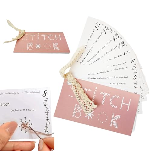 Kinretixia Kreatives Mini Nähbuch, DIY Kreatives Mini Nähkartenset, Verbessern Sie Ihre Nähfertigkeiten, Stickfertigkeitenbuch, Tragbares Mini Reise Nähset