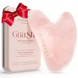 Plantifique Rosenquarz Gua Sha Stein - Guasha Gesichtsmassage für Augenschwellungen, Hautstraffung, Lymphdrainage Gesicht - Face Massager