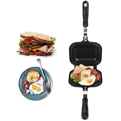 Toastpfanne, Wendepfanne Breakfast Sandwich Maker, Geröstetes Sandwich-Eisen-Maker, Doppelseitige Bratpfanne, Toastpfanne Mit Hitzebeständigem Griff, Sandwich Maker Für Frühstück Camping Outdoor