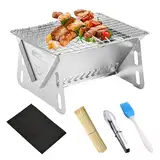 Sporgo Klappgrill Holzkohlegrill: Tragbar Camping Grill, Kleiner Grill mit Aufbewahrungstasche, Barbecue Campinggrill, Abnehmbar Holzkohlegrill für Camping, Picknick, Wandern, Reisen und Garten