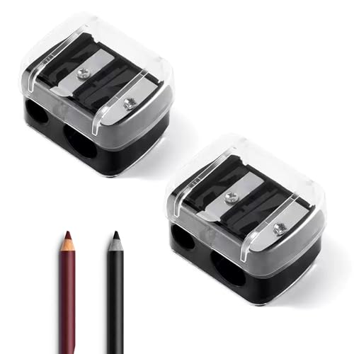 2 Stück Anspitzer Dicke Stifte,Spitzer Dicke und Dünne Stifte für Anspitzer Kajalstift Kajal Spitzer,Pencil Sharpener,Anspitzer Dicke und Dünne Stifte,Woody Kosmetikspitzer,Handlich Augenbrauenstift