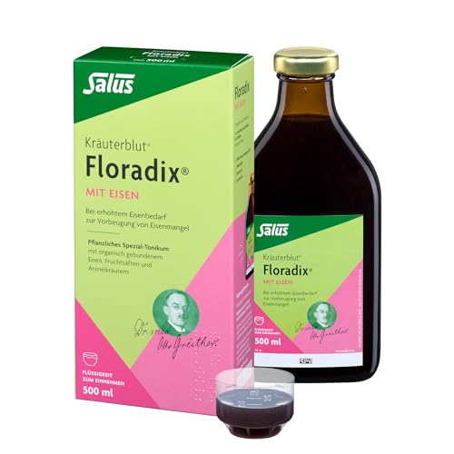 Salus Kräuterblut Floradix mit Eisen - 1x 500 ml - Pflanzliches Spezial-Tonikum mit organisch gebundenem Eisen, Fruchtsäften und Arzneikräutern - Für volle Eisenspeicher statt Eisenmangel