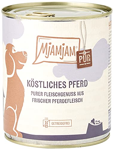 MjAMjAM - Premium Nassfutter für Hunde - purer Fleischgenuss - köstliches Pferd pur, 6er Pack (6 x 800 g), getreidefrei mit extra viel Fleisch