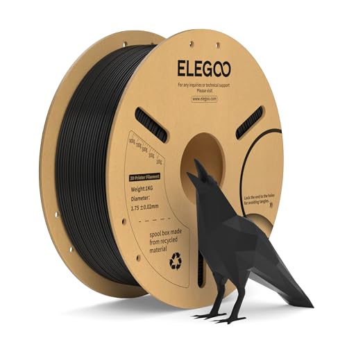 ELEGOO PLA+ Filament 1.75mm Schwarz 1KG, PLA Plus 3D Drucker Filament, Härter und Stärker 3D Druckmaterialien, Maßgenauigkeit +/-0,02mm, Kompatibel mit FDM-Drucker(1KG/Spool, 2.2lbs)