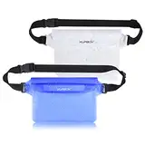 KUPBOX 2 Stück wasserdichte Tasche mit Verstellbarem Gurt wasserdichte Beutel,100% wasserdichte Handytasche Handyhülle Schutzhülle für Wassersport/Strand/Schwimmen/Bootsfahrten (Weiss+blau)