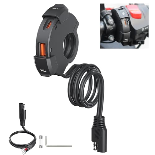 Thlevel USB C Steckdose 12V Motorrad Ladegerät 48W QC3.0 USB-A und PD Type-C Wasserdichter IP65 für 12V-24V