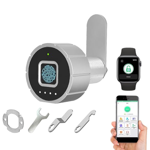 Fingerabdruck Nockenschloss eLinkSmart Bluetooth App Schrank Schloss 30MM (27mm) für Haus Büro und Mailbox Möbel Schloss mit 3-Größen Tubular Cam 20 Fingerabdrücken 500 App-Benutzern