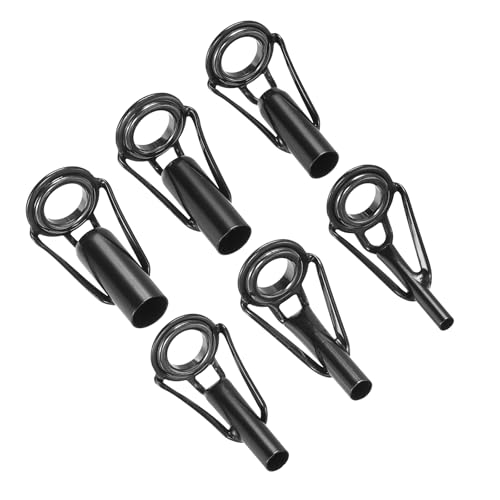 PATIKIL 2-6mm Angelrute Spitze Reparatur Kit 6Stk Edelstahl Pfahl Ring Leitfaden Ersatz für Salzwasser Süßwasser Fischen Schwarz