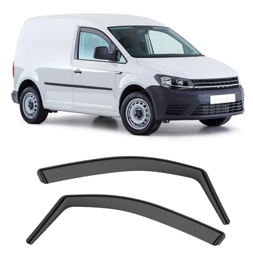 GEARMONSTER Windabweiser Passend Für Volkswagen Caddy 2005-2018, Regenabweiser, Integrierte Deflektoren Integrierter Windabweiser, Vorne, Schwarz, 2 Stück