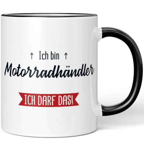 JUNIWORDS Tasse, Ich bin Motorradhändler. Ich darf das!, Schwarz (5635568)